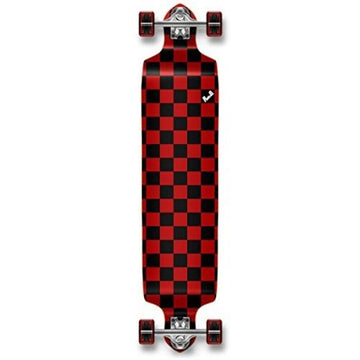 Yocaher Checker graphic Professional Speed Drop Down Stained Complete Longboard (Checker Red)